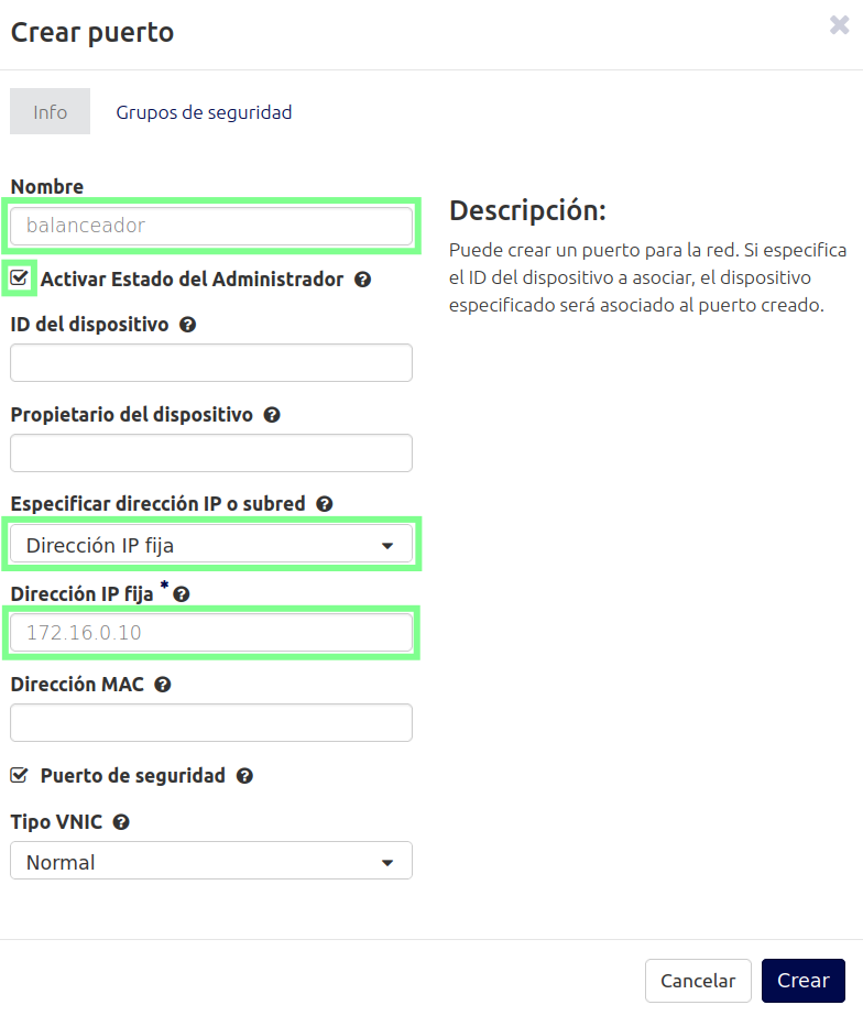 Configuración de red