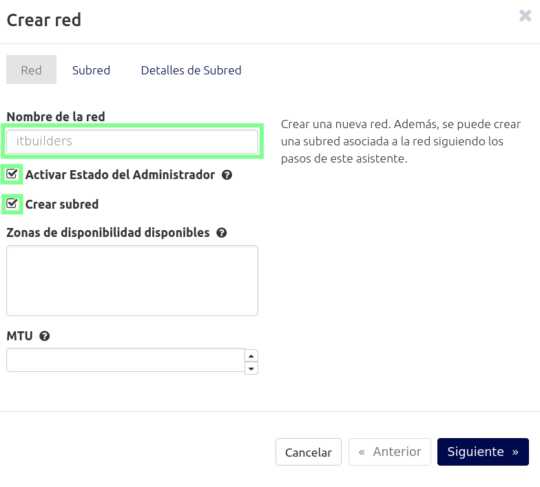 Configuración de red