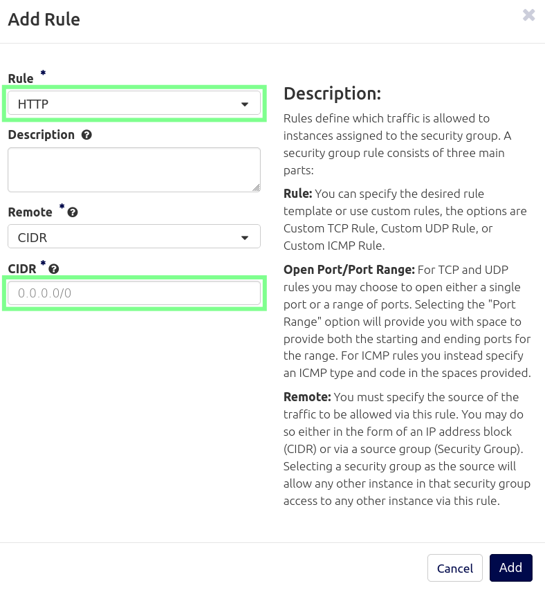 Habilitar entrada HTTP IPv4